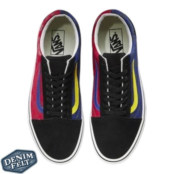 Vans Unisex Old Skool Off The Wall Checkerboard Rally Sneakers | Red/Blue | NEW - Picture 3 of 16